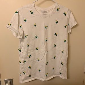 Lucky Brand white embroidered t-shirt with lemons